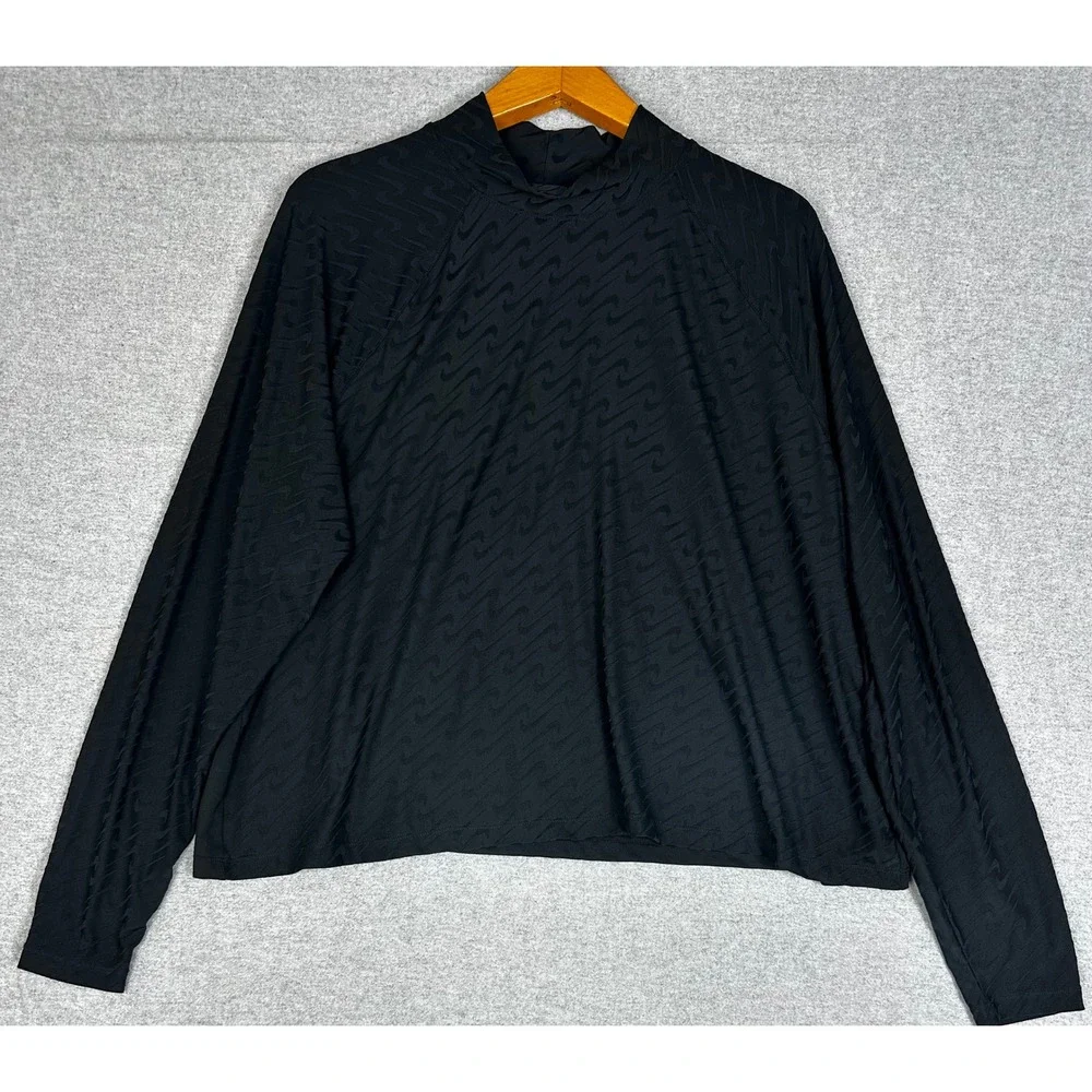 Nike Icon Clash Mock Neck Long-Sleeve Top Plus 2X Embossed All Over Swoosh
